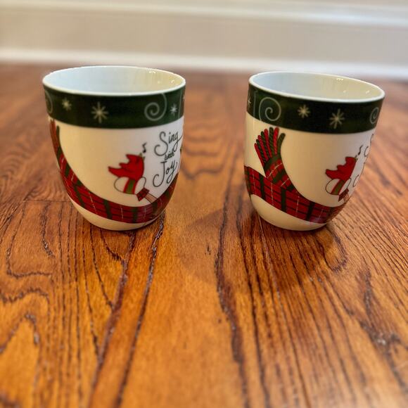 Four Fitz And Floyd Holly Hat Snowman Christmas Coffee Mugs Tea Cups Set of 4 - Picture 4 of 16